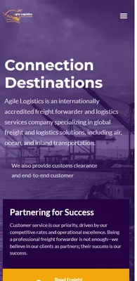 Agile Logistics website on a phone