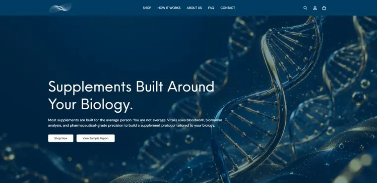 Vitalis website on desktop