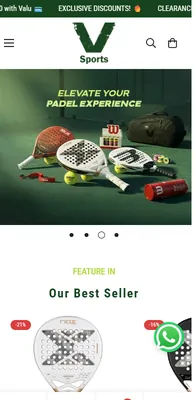 V Sports website on a phone
