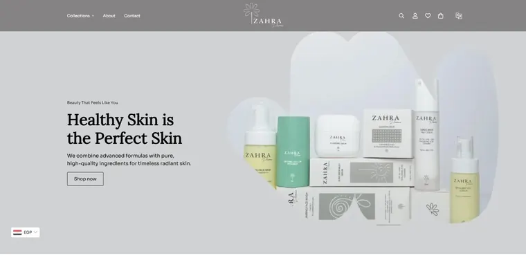 Zahra Pharma website on desktop